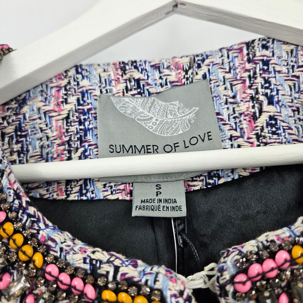 Anthropologie Summer Of Love Suzy Tweed Jacket Beaded Embellished NWT Size S - Picture 4 of 8